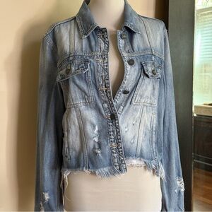 Hidden Light Distressed Denim Jacket, size M